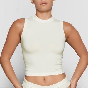 NWT Skims cotton jersey mock neck in bone-XXS